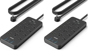 Power Strip with 3 USB Ports, Surge Protector (2100J-10ft), 12 Outlets, 2 USB-A Ports and 1 USB-C Port, Works with iPhone 16/16 Plus/16 Pro/16 Pro Max, for Home, Office, TUV Listed (Pack of 2) Power Strip with 3 USB Ports, Surge Protector (2100J-10ft), 12 Outlets, 2 USB-A Ports and 1 USB-C Port, Works with iPhone 16/16 Plus/16 Pro/16 Pro Max, for Home, Office, TUV Listed (Pack of 2)