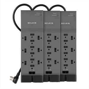 12-Outlet Surge Protector Power Strip, 3780J, 8ft Cord, 3 Pack - Material - Color 12-Outlet Surge Protector Power Strip, 3780J, 8ft Cord, 3 Pack - Material - Color