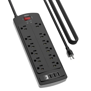 15 Ft Surge Protector Power Strip with 12 Outlets and 4 USB Ports 2700 Joules, 15 Feet Heavy Duty Extension Cord with Multiple Outlets for Home, Office, Dorm Room, ETL, Black 15 Ft Surge Protector Power Strip with 12 Outlets and 4 USB Ports 2700 Joules, 15 Feet Heavy Duty Extension Cord with Multiple Outlets for Home, Office, Dorm Room, ETL, Black