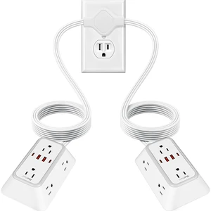 Twin Extension Cord Splitter 12 Ft, Dual 10-in-1 Power Strip Flat Plug Power Strip 12 AC Outlets, 4 USB-A & 4 USB-C, 15A 1875W, 1050J Surge Protector, ETL Listed Twin Extension Cord Splitter 12 Ft, Dual 10-in-1 Power Strip Flat Plug Power Strip 12 AC Outlets, 4 USB-A & 4 USB-C, 15A 1875W, 1050J Surge Protector, ETL Listed