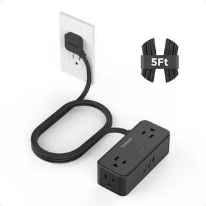 Extension Cord 5 FT, Power Strip with 900J Surge Protection, Black 4 AC Outlets 1 USB C and 2 USB A Ports, Flat Plug, Multiple Wall Outlet Extender Suitable for Office Dorm Extension Cord 5 FT, Power Strip with 900J Surge Protection, Black 4 AC Outlets 1 USB C and 2 USB A Ports, Flat Plug, Multiple Wall Outlet Extender Suitable for Office Dorm
