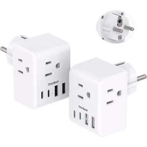 2 Pack Germany France Travel Plug Adapter, Type E/F Power Plug Adapter 3 Outlets 4 USB Charging Ports(2 USB C), 7-in-1 Travel Essentials US to Europe France Germany South Korea Netherlands Spain 2 Pack Germany France Travel Plug Adapter, Type E/F Power Plug Adapter 3 Outlets 4 USB Charging Ports(2 USB C), 7-in-1 Travel Essentials US to Europe France Germany South Korea Netherlands Spain