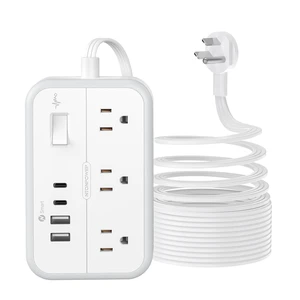 Flat Plug Extension Cord 25 ft, Power Strip, Outlet Extender with 6 Outlets 4 USB Ports, Overload Protection, Long Extension Cord with Multiple Outlets for Indoor, Home, Office, White Flat Plug Extension Cord 25 ft, Power Strip, Outlet Extender with 6 Outlets 4 USB Ports, Overload Protection, Long Extension Cord with Multiple Outlets for Indoor, Home, Office, White