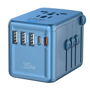 Universal Travel Adapter, 35W PD Fast Charging, 5 USB C/A Ports 2500W AC Outlet, International Power Adapter for Europe UK US AU 200+ Countries, PD Fast Charger for iPhone, MacBook,Tablet Universal Travel Adapter, 35W PD Fast Charging, 5 USB C/A Ports 2500W AC Outlet, International Power Adapter for Europe UK US AU 200+ Countries, PD Fast Charger for iPhone, MacBook,Tablet