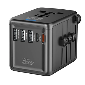 Universal Travel Adapter, 35W PD Fast Charging, 5 USB C/A Ports 2500W AC Outlet, International Power Adapter for Europe UK US AU 200+ Countries, PD Fast Charger for iPhone, MacBook,Tablet Universal Travel Adapter, 35W PD Fast Charging, 5 USB C/A Ports 2500W AC Outlet, International Power Adapter for Europe UK US AU 200+ Countries, PD Fast Charger for iPhone, MacBook,Tablet