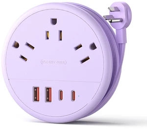Purple Travel Power Strip 20W, Travel Essentials, Cruise Essentials 2026 3 Outlets 4 USB Ports(2 USB C), 4FT Wrapped Around Extension Cord for Travel Cruise Ship Beach Vacation Essentials Purple Travel Power Strip 20W, Travel Essentials, Cruise Essentials 2026 3 Outlets 4 USB Ports(2 USB C), 4FT Wrapped Around Extension Cord for Travel Cruise Ship Beach Vacation Essentials