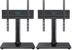 Universal Swivel TV Stand for 24-60 inch TVs up to 99 lbs, 12 Height Adjustable Table Top TV Stand, TV Base Stand with Tempered Glass Base, Max VESA 400x400mm, PSTVS33 (Pack of 2) Universal Swivel TV Stand for 24-60 inch TVs up to 99 lbs, 12 Height Adjustable Table Top TV Stand, TV Base Stand with Tempered Glass Base, Max VESA 400x400mm, PSTVS33 (Pack of 2)