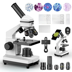 Compound Microscope for Adults & Students, White 100X-2000X High-Power, Biological Microscope, School Lab & Home Education, with Slides Set & Phone Adapter Compound Microscope for Adults & Students, White 100X-2000X High-Power, Biological Microscope, School Lab & Home Education, with Slides Set & Phone Adapter