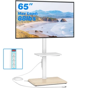 Floor TV Stand with Power Outlet for 32-65 inch TVs up to 88 lbs, Swivel TV Mount Stand with Height Adjustment and Oak Wood Base for Bedroom, Office, Corner, Max VESA 400x400mm Floor TV Stand with Power Outlet for 32-65 inch TVs up to 88 lbs, Swivel TV Mount Stand with Height Adjustment and Oak Wood Base for Bedroom, Office, Corner, Max VESA 400x400mm