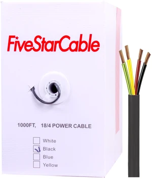 18/4 Gauge Low Voltage 4 Conductors Stranded Cable Wire - 1000 ft, 18 AWG, PVC Jacket - for Security Systems, Alarm, Audio, Control, Intercom, and Speaker Applications (Black, 18-4) 18/4 Gauge Low Voltage 4 Conductors Stranded Cable Wire - 1000 ft, 18 AWG, PVC Jacket - for Security Systems, Alarm, Audio, Control, Intercom, and Speaker Applications (Black, 18-4)