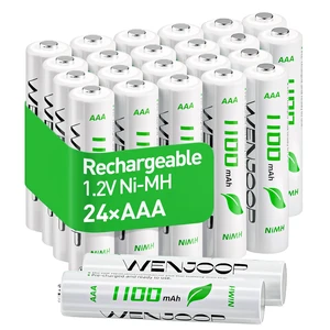 AAA Rechargeable Batteries 24 Pack 1100mAh 1.2V NiMH High Capacity Triple A Batteries, Low Self Discharge, for Remotes, Toys, Flashlights, Clocks AAA Rechargeable Batteries 24 Pack 1100mAh 1.2V NiMH High Capacity Triple A Batteries, Low Self Discharge, for Remotes, Toys, Flashlights, Clocks