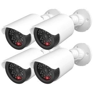 Fake Security Camera with Flashing Red Light, 4 Pack, WhiteTC-W4 Dummy Cameras for Outside Indoor, Home Simulated Surveillance Cam, Realistic Look, Weatherproof, Warning Sticker Included Fake Security Camera with Flashing Red Light, 4 Pack, WhiteTC-W4 Dummy Cameras for Outside Indoor, Home Simulated Surveillance Cam, Realistic Look, Weatherproof, Warning Sticker Included