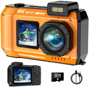 8K Underwater Camera, 70MP 33FT WiFi Waterproof Digital Camera with 32GB 8K Underwater Camera, 70MP 33FT WiFi Waterproof Digital Camera with 32GB