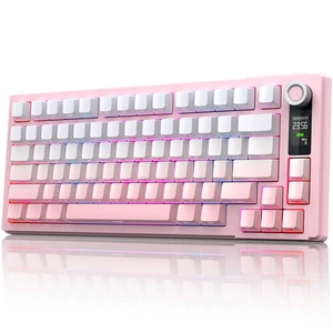 Wireless Mechanical Keyboard, Three Mode BT/2.4G/USB-C, RGB Switching, 75% Key Layout, Volume Adjustment knob, Hot Swappable Shaft Seat, Compatible with Windows, Mac (Pink Gradient) Wireless Mechanical Keyboard, Three Mode BT/2.4G/USB-C, RGB Switching, 75% Key Layout, Volume Adjustment knob, Hot Swappable Shaft Seat, Compatible with Windows, Mac (Pink Gradient)