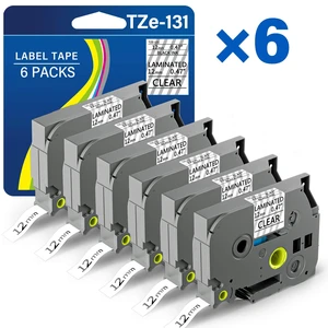 TZE-131 Compatible for Brother Clear Label Maker Tape 12mm 0.47 Laminated Replacement for TZ TZE TZE131 1/2" 8m Tape for P-Touch PT-D220 PTD220 PT-D210 PT-H110 PT-D200 PT-D400 Black on Clear (6 Packs) TZE-131 Compatible for Brother Clear Label Maker Tape 12mm 0.47 Laminated Replacement for TZ TZE TZE131 1/2" 8m Tape for P-Touch PT-D220 PTD220 PT-D210 PT-H110 PT-D200 PT-D400 Black on Clear (6 Packs)
