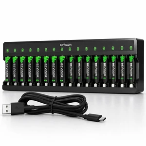 Rechargeable AA and AAA Batteries with 16 Bay Smart Charger, 8 Pack AA 2800mAh & 8 Pack AAA 1100mAh Low self Discharge NiMH Battery Rechargeable AA and AAA Batteries with 16 Bay Smart Charger, 8 Pack AA 2800mAh & 8 Pack AAA 1100mAh Low self Discharge NiMH Battery
