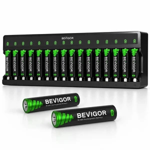 Rechargeable AA Batteries with Charger, 18 Pack 2800mAh High Capacity Ni-MH Double A Batteries with Smart 16 Bay Smart Battery Charger, USB Fast Charging Rechargeable AA Batteries with Charger, 18 Pack 2800mAh High Capacity Ni-MH Double A Batteries with Smart 16 Bay Smart Battery Charger, USB Fast Charging
