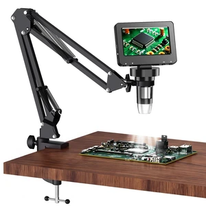 4.3 Inch Digital Soldering Microscope with C-Clamp For PCB repair and soldering checks; compact clamp setup keeps both hands free, and the screen works without a computer 4.3 Inch Digital Soldering Microscope with C-Clamp For PCB repair and soldering checks; compact clamp setup keeps both hands free, and the screen works without a computer