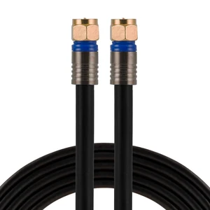 Coaxial Cable, 100ft, RG6, F-Type Connectors, Double Shielded Coax, Input Output, Low Loss Coax, Ideal for TV Antenna, DVR, VCR, Satellite Receiver, Cable Box, Home Theater, Black, 34842 Coaxial Cable, 100ft, RG6, F-Type Connectors, Double Shielded Coax, Input Output, Low Loss Coax, Ideal for TV Antenna, DVR, VCR, Satellite Receiver, Cable Box, Home Theater, Black, 34842