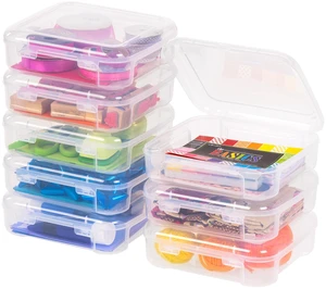 Scrapbook Case Made in USA Fits 6"x6" - Thick (8-Pack) - Clear Portable Plastic Organizers with Built-In Handles for Small Paper, Art, Craft Supplies & Photos