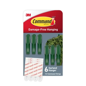 Garland Hanger, Garland Green, 6 bundlers, 12 Strips Hooks For Garland, Holiday Decor, Damage Free Hanging, Good For Mantels, Doors, Fireplaces, Stairs
