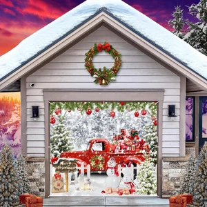 Christmas Garage Door Cover Decorations Banner Backdrop,Holiday Garage Door Banner Cover,Winter Snow Forest Xmas Truck Snowman Single Garage Door Hanging Outdoor Holiday Decoration Large 7x8ft Christmas Garage Door Cover Decorations Banner Backdrop,Holiday Garage Door Banner Cover,Winter Snow Forest Xmas Truck Snowman Single Garage Door Hanging Outdoor Holiday Decoration Large 7x8ft