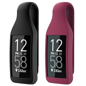 2-Pack Clip Holder for Fitbit Charge 3/4 Silicone Case Accessory, Black+Sangria 2-Pack Clip Holder for Fitbit Charge 3/4 Silicone Case Accessory, Black+Sangria