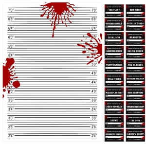 20 Pack Halloween Mugshot Backdrop 5.9 x 3.6 ft Bloody Mugshot Sign for Halloween Party, Police Lineup Background Prop, Crime Scene Decoration for Jailthemed Birthday Party 20 Pack Halloween Mugshot Backdrop 5.9 x 3.6 ft Bloody Mugshot Sign for Halloween Party, Police Lineup Background Prop, Crime Scene Decoration for Jailthemed Birthday Party