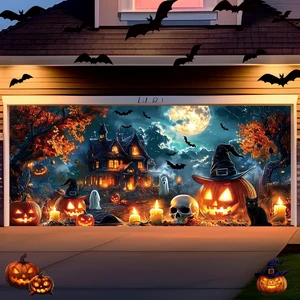 7 x 16 ft Halloween Garage Door Decoration Pumpkin Garage Door Cover Halloween Decorations Wall Banner, Large Door Wall Party Decor for Window Yard Outdoor, Waterproof Outdoor Hanging 7 x 16 ft Halloween Garage Door Decoration Pumpkin Garage Door Cover Halloween Decorations Wall Banner, Large Door Wall Party Decor for Window Yard Outdoor, Waterproof Outdoor Hanging