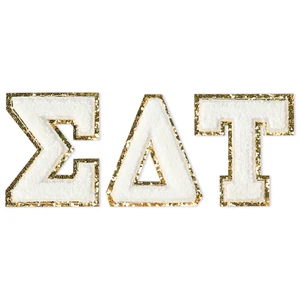 Sigma Delta Tau Chenille Letter Stickers - Adhesive Back, Set of 3 Greek Letters Sigma Delta Tau Chenille Letter Stickers - Adhesive Back, Set of 3 Greek Letters