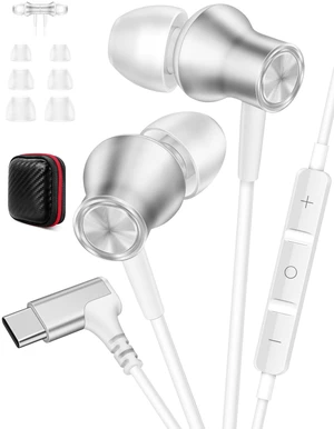 USB C Wired Earbuds Right Angle Headphones with Mic Magnetic Silver USB C In Ear Magnetic Headphone Stereo Remote Control Corded Type C Earphones for iPhone 18 Pro Galaxy S26 S25 for iPad Pro USB C Wired Earbuds Right Angle Headphones with Mic Magnetic Silver USB C In Ear Magnetic Headphone Stereo Remote Control Corded Type C Earphones for iPhone 18 Pro Galaxy S26 S25 for iPad Pro