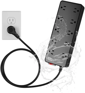 Outdoor Power Strip 6 Ft, IPX6 Waterproof Surge Protector 10 Widely Spaced AC Outlets Extension Cord, 45° Flat Plug, Wall Mountable, 14 Gauge 125V for Garden Patio Camping Christmas Lights-ETL Outdoor Power Strip 6 Ft, IPX6 Waterproof Surge Protector 10 Widely Spaced AC Outlets Extension Cord, 45° Flat Plug, Wall Mountable, 14 Gauge 125V for Garden Patio Camping Christmas Lights-ETL