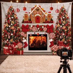 7x5ft Christmas Backdrop Gingerbread with Fireplace Photo Backdrop Large Polyester Christmas Backdrop for Photography, Fireplace, Gingerbread Man, House, Tree, Xmas Background for Photo Studio 7x5ft Christmas Backdrop Gingerbread with Fireplace Photo Backdrop Large Polyester Christmas Backdrop for Photography, Fireplace, Gingerbread Man, House, Tree, Xmas Background for Photo Studio