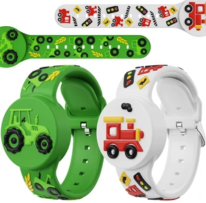 3D Cartoon Waterproof Bracelets Compatible with AirTag for Kids, 2 Packs Cute Silicone Holder Hidden Cover Compatible with AirTag, Lightweight GPS Tracker Holder Wristband for Child(Train Tractor) 3D Cartoon Waterproof Bracelets Compatible with AirTag for Kids, 2 Packs Cute Silicone Holder Hidden Cover Compatible with AirTag, Lightweight GPS Tracker Holder Wristband for Child(Train Tractor)