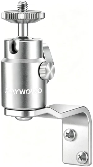 E-Shape Camera Wall Mount with 1/4" Screw and 5/8" Stud, Silver Adjustable metal bracket for wall or ceiling use with cameras, monitors, speakers, ring lights, CCTV and VR base stations E-Shape Camera Wall Mount with 1/4" Screw and 5/8" Stud, Silver Adjustable metal bracket for wall or ceiling use with cameras, monitors, speakers, ring lights, CCTV and VR base stations