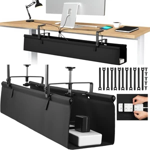 No Drill Large Under Desk Cable Management Tray, Fabric Cord Hider for Wire Organizer, Clamp/Screw Mount Cord Organizer, Standing Desk Cable Management for Office Home (Large (36 Inch)) No Drill Large Under Desk Cable Management Tray, Fabric Cord Hider for Wire Organizer, Clamp/Screw Mount Cord Organizer, Standing Desk Cable Management for Office Home (Large (36 Inch))