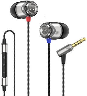 E10C Wired Earbuds, Built-in Mic, Premium Hi-Fi, 3.5mm, Gunmetal Deep noise isolation, Punchy bass, Clear treble, Crystal-clear call, Rugged metal shell, Tangle-free cord, Comfortable fit