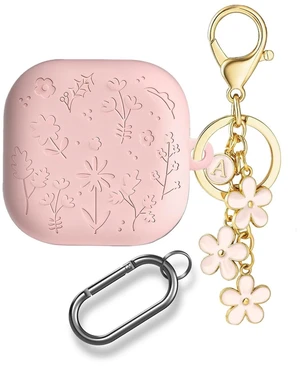 for Samsung Galaxy Buds4 / 4Pro Cute Case Cover with Keychain for Women Girl, Engraved Flower Soft Silicone Galaxy Buds 4 / Buds 4 Pro Protective Cover Skin (Pink) for Samsung Galaxy Buds4 / 4Pro Cute Case Cover with Keychain for Women Girl, Engraved Flower Soft Silicone Galaxy Buds 4 / Buds 4 Pro Protective Cover Skin (Pink)