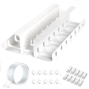 Under Desk Cable Management, 2 Pack 17" Cable Tray Organizer, No Drill or Screw Mount, Standing Desk Cable Management, Cord Organizer, White Under Desk Cable Management, 2 Pack 17" Cable Tray Organizer, No Drill or Screw Mount, Standing Desk Cable Management, Cord Organizer, White