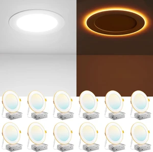 Amico 12 Pack 6 Inch LED Recessed Light with Night Light, 5CCT, 1100LM Amico 12 Pack 6 Inch LED Recessed Light with Night Light, 5CCT, 1100LM