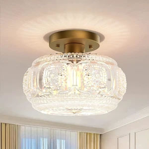 Globe Glass Semi Flush Mount Ceiling Light Fixture, Vintage Gold Globe Glass Semi Flush Mount Ceiling Light Fixture, Vintage Gold