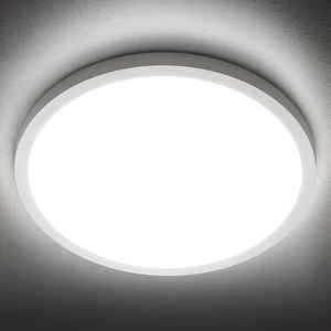 SunRider LED Flush Mount Ceiling Light Fixture, 5000K Daylight White, 2400LM, 12 Inch 24W White Round Flat Bedroom Lights, 240W Equiv. Non-Dimmable SunRider LED Flush Mount Ceiling Light Fixture, 5000K Daylight White, 2400LM, 12 Inch 24W White Round Flat Bedroom Lights, 240W Equiv. Non-Dimmable
