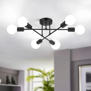 Bosceos Modern Sputnik Chandelier, 6-Light Ceiling Lights Fixture 22" Black Bosceos Modern Sputnik Chandelier, 6-Light Ceiling Lights Fixture 22" Black