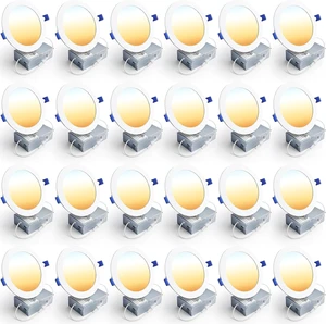 Ensenior 24 Pack 5 Inch LED Recessed Light, Dimmable, 2700K-5000K 5CCT, 1000LM High Brightness, 12W 120V, Damp Rated, Ultra-Thin Canless Wafer Ceiling Light - ETL & FCC & IC Ensenior 24 Pack 5 Inch LED Recessed Light, Dimmable, 2700K-5000K 5CCT, 1000LM High Brightness, 12W 120V, Damp Rated, Ultra-Thin Canless Wafer Ceiling Light - ETL & FCC & IC