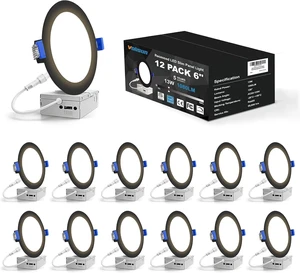VOLISUN 12 Pack 6 inch Recessed Lighting, 5CCT, 3W Eqv 120W, 1080LM VOLISUN 12 Pack 6 inch Recessed Lighting, 5CCT, 3W Eqv 120W, 1080LM