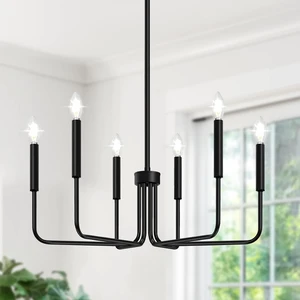 Black Chandelier, 6-Light Farmhouse Chandelier for Dining Room Lighting Fixtures Hanging, Industrial Modern Chandelier for Bedroom, Foyer, Hall, Kitchen, Living Room, Entryway (No Assembly Required) Black Chandelier, 6-Light Farmhouse Chandelier for Dining Room Lighting Fixtures Hanging, Industrial Modern Chandelier for Bedroom, Foyer, Hall, Kitchen, Living Room, Entryway (No Assembly Required)