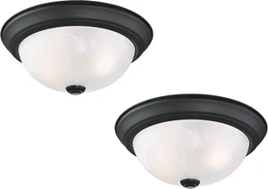 Design House, 2 Pack, 2-Light Indoor Dimmable Ceiling Light, Alabaster Glass Shade, Matte Black, 11.25 in W x 4.75 in H, Interior Lighting, Item 588251 Design House, 2 Pack, 2-Light Indoor Dimmable Ceiling Light, Alabaster Glass Shade, Matte Black, 11.25 in W x 4.75 in H, Interior Lighting, Item 588251