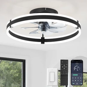 ZMISHIBO Low Profile 19.7'' Ceiling Fans with Lights and Remote, Black ZMISHIBO Low Profile 19.7'' Ceiling Fans with Lights and Remote, Black