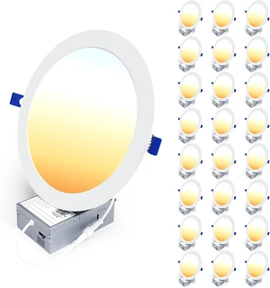 Ensenior 24Pack 8 Inch LED Recessed Ceiling Light, 5CCT, 1600LM 18W 120V Ensenior 24Pack 8 Inch LED Recessed Ceiling Light, 5CCT, 1600LM 18W 120V