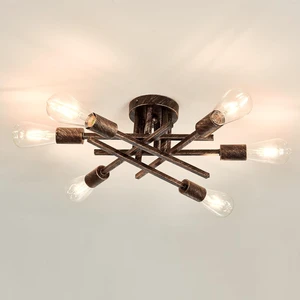 ASGYISA 6-Lights Semi Flush Mount Ceiling Light Fixture Vintage Modern Bronze Matte Sputnik Chandelier Farmhouse Ceiling Lamp for Kitchen Bedroom Dining Room Living Room Entryway. ASGYISA 6-Lights Semi Flush Mount Ceiling Light Fixture Vintage Modern Bronze Matte Sputnik Chandelier Farmhouse Ceiling Lamp for Kitchen Bedroom Dining Room Living Room Entryway.